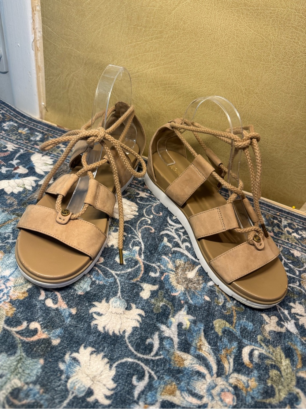 Michael Kors Tan Lace-Up Gladiator Platform Sandals